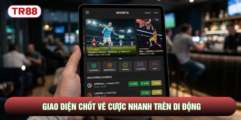 Giao diện chốt vé cược nhanh trên di động